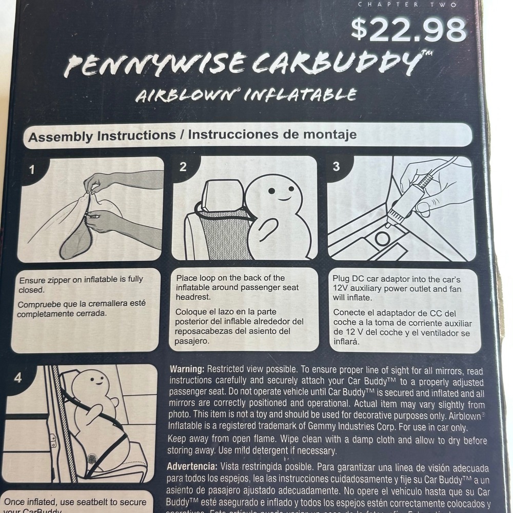 Gemmy IT Chapter Two Pennywise Car Buddy 3ft Airblown Inflatable LED Halloween - Picture 5 of 9